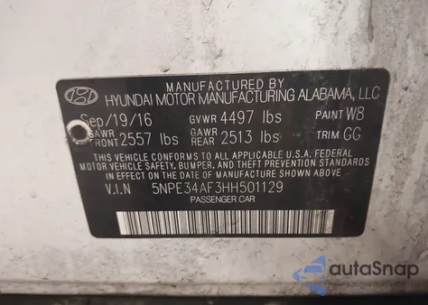2017 Hyundai Sonata Limited from USA, damaged, VIN 5NPE34AF3HH501129
